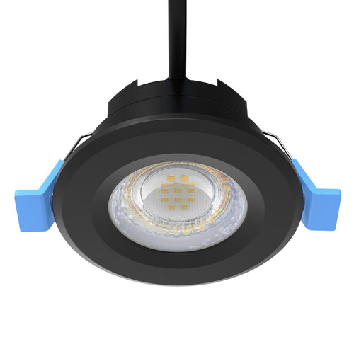 black CCT fire-rated LED downlights