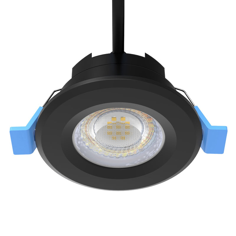 black CCT fire-rated LED downlights