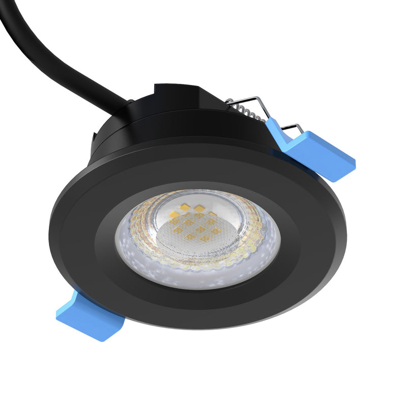black CCT fire-rated LED downlight
