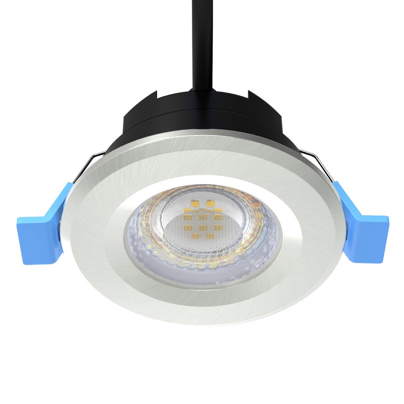 satin nickel CCT fire-rated LED downlights