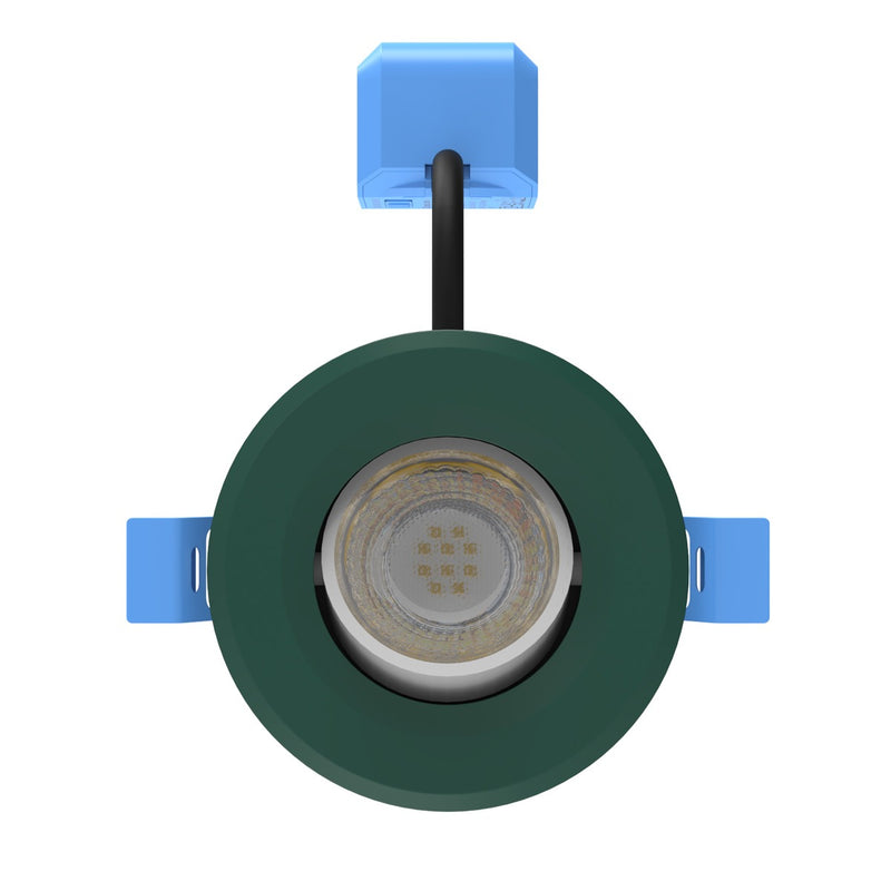 front of a green CCT tilt downlight