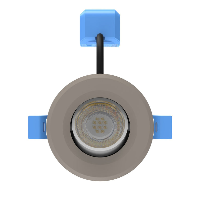 top of a light grey tilt CCT downlight