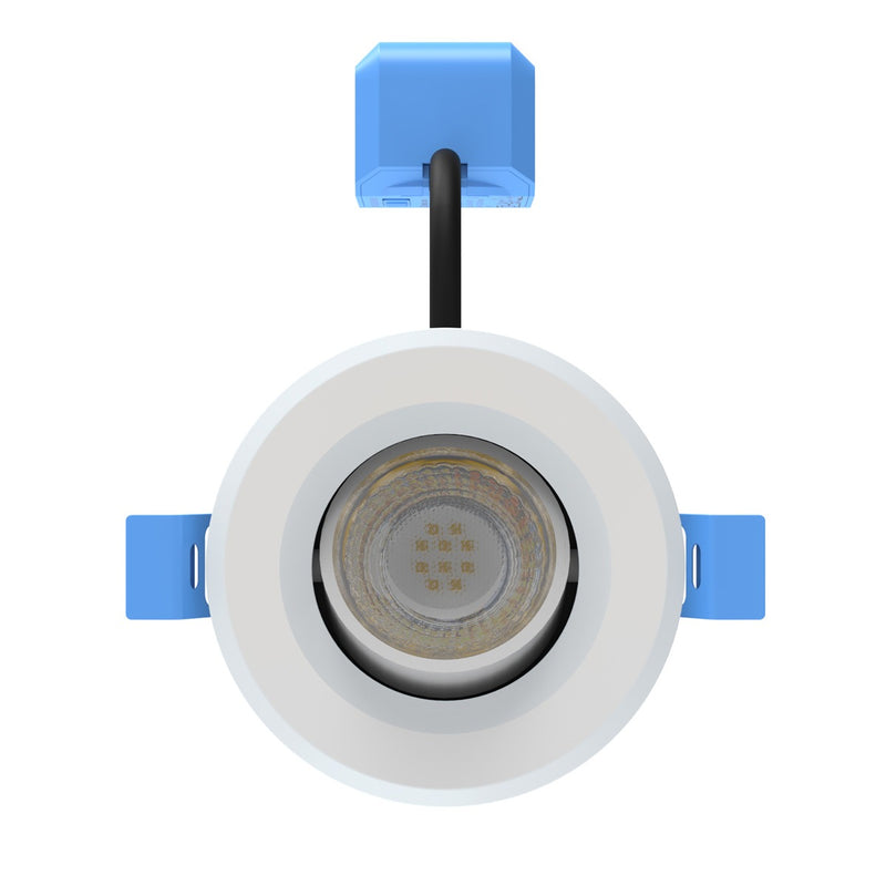front of a white CCT tilt downlight