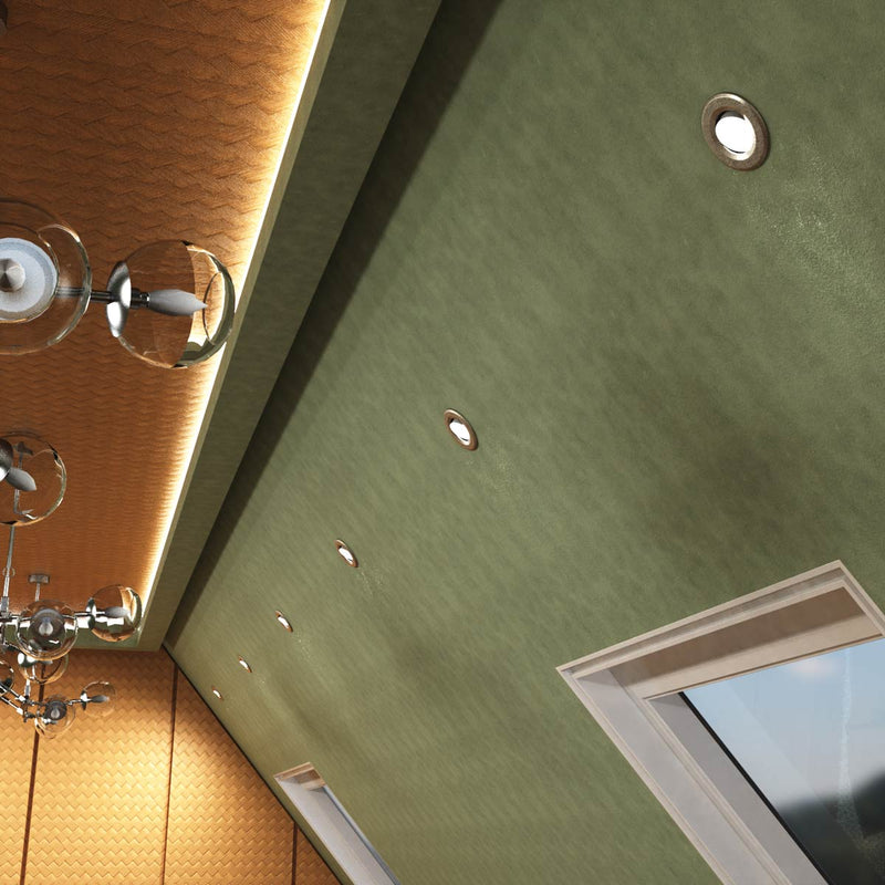 ceiling with satin nickel LED downlights