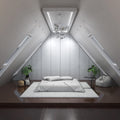 bedroom with mounted light grey tilt CCT downlights