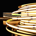 side shot of a warm white COB LED strip