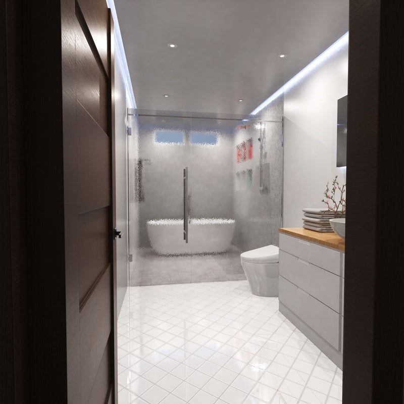bathroom with cool white COB LED strips