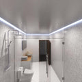 mid shot of a bathroom with cool white CBO LED strip lights