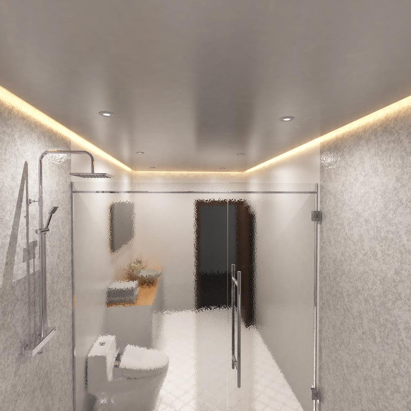 mid shot of a bathroom with warm white COB LED strips