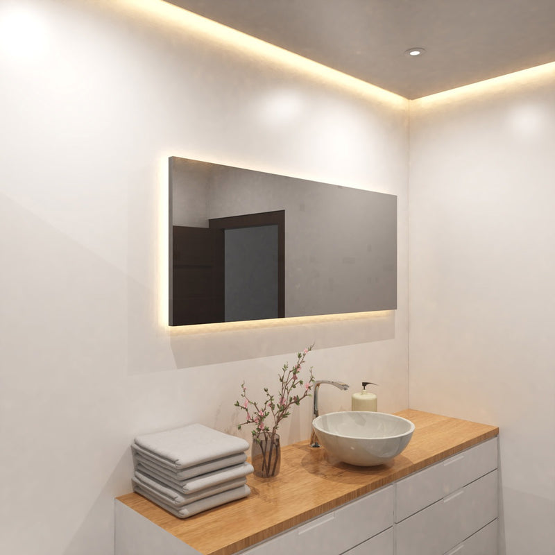 vanity area with warm white COB LED strips