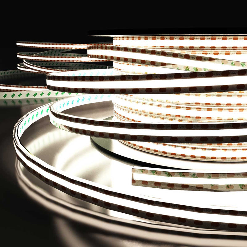side of a Natural white light COB LED tape