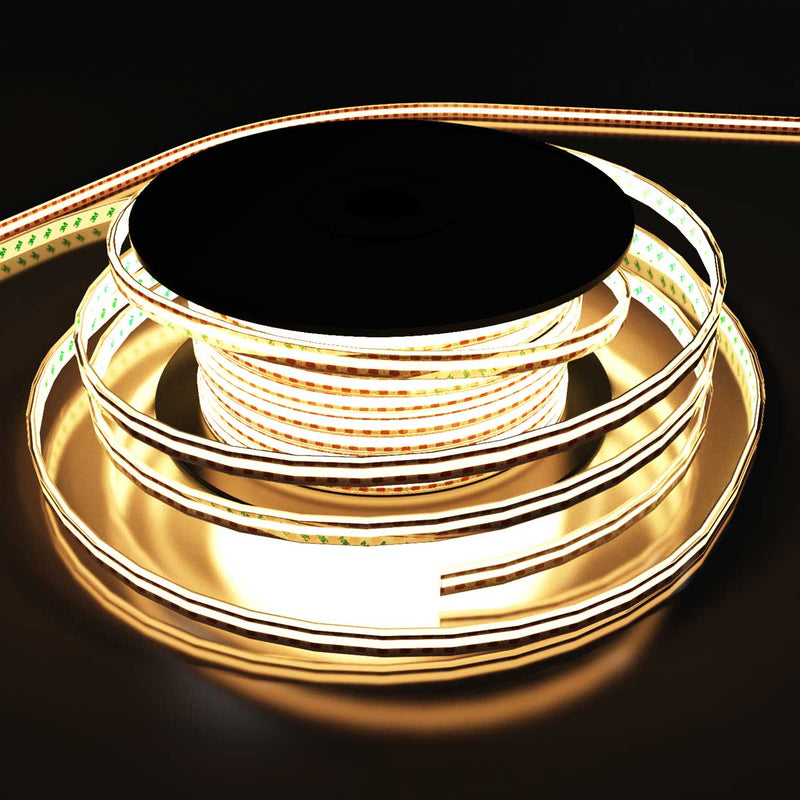 top of a warm white COB strip light