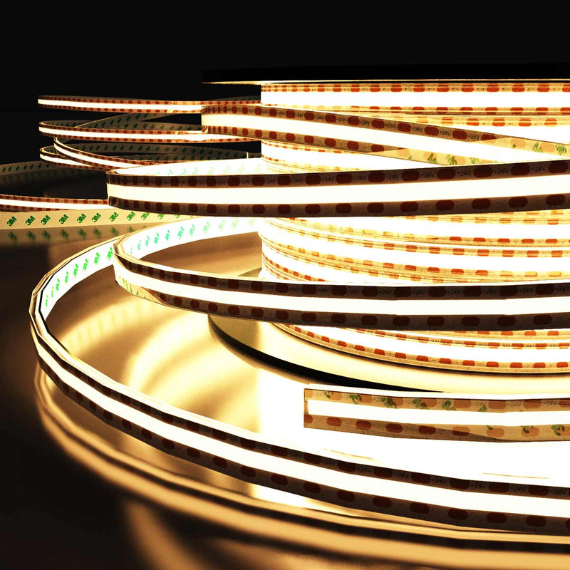 side of a warm white COB strip light