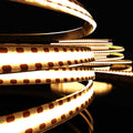 close up of a warm white COB LED strip