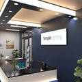side of an office reception with an LED sheet simple lighting  signage 