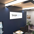 side close up of a office reception signage