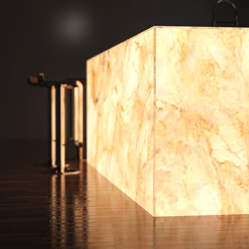 kitchen island with warm white light