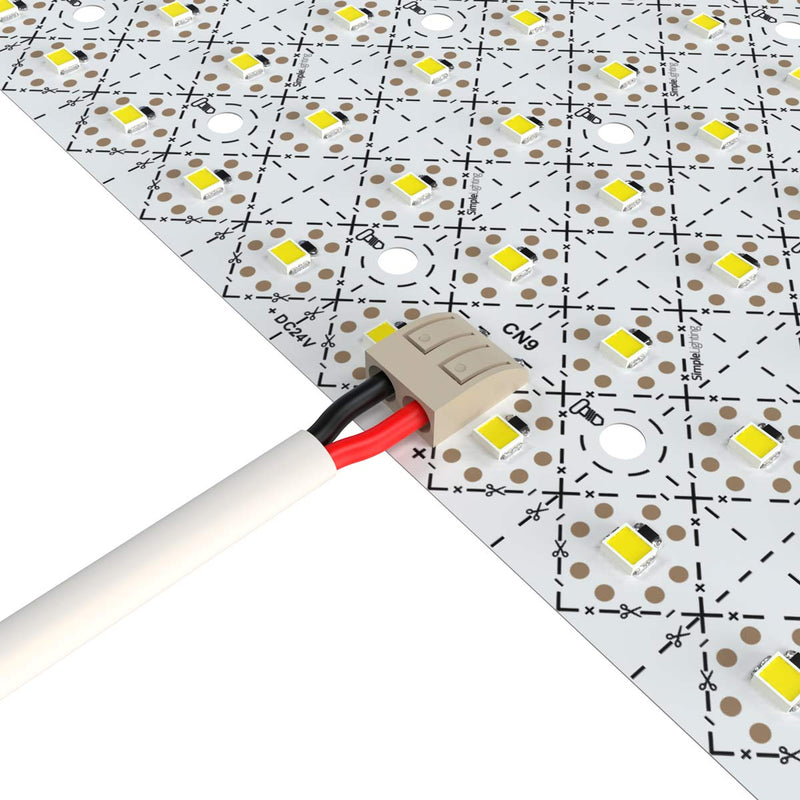 close up of an LED sheet with a wire