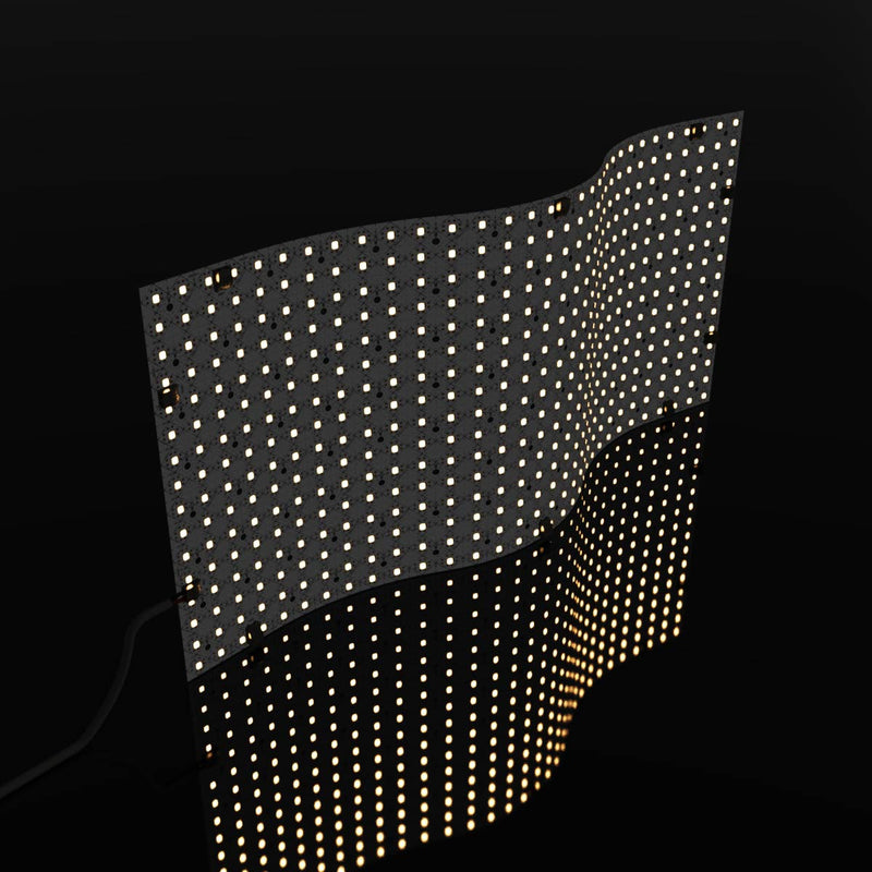 side view of a lit warm white LED sheet