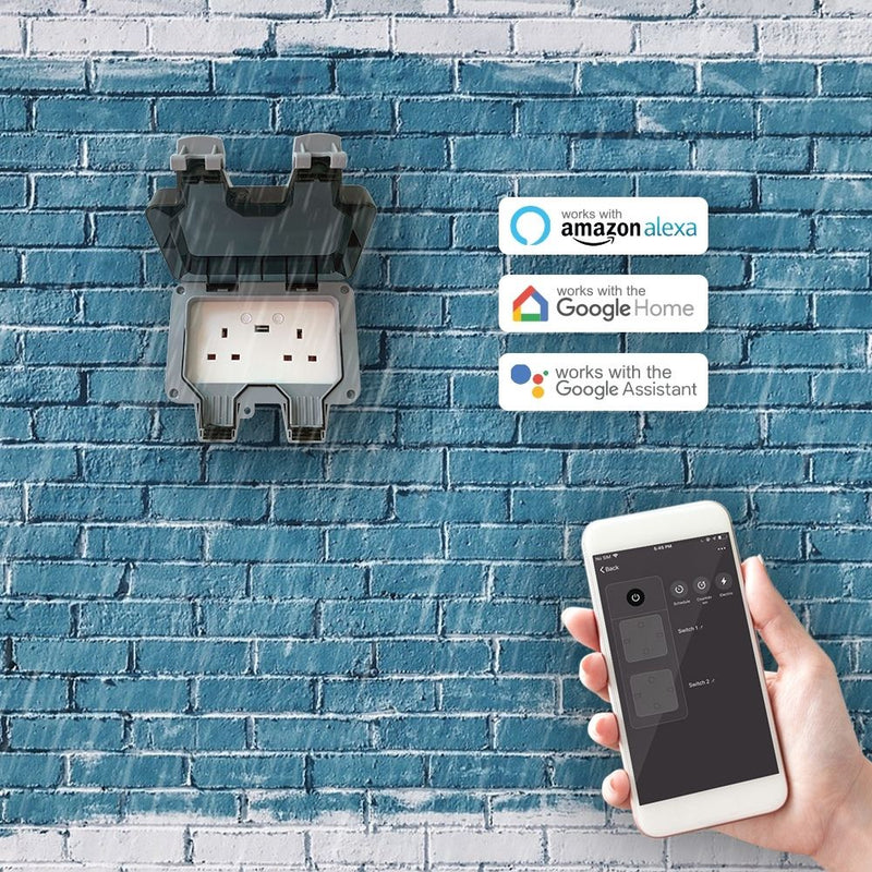 Smart WiFi Double Socket with USB Port with compatibility details