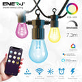 three LED filament lights with three different colours with technical specifications