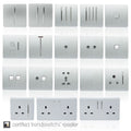 collection of silver sockets and switches