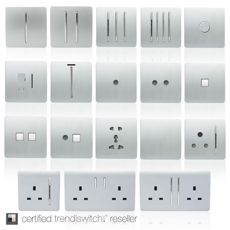 different switches and sockets in silver