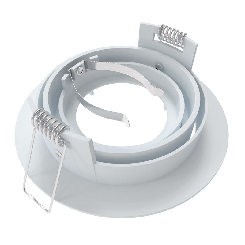 side shot of a white tilt downlight