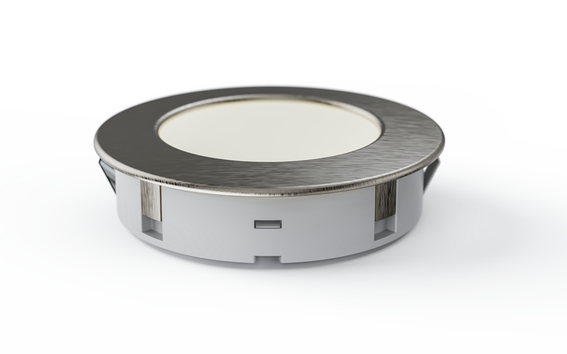 Simple Lighting - CAB-240V - Under Cabinet Light - A close up of the LED under cabinet light with brushed chrome finish