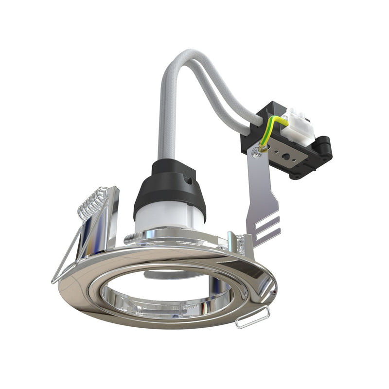 side view of a chrome downlight