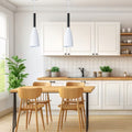 kitchen and dinning with mounted white cone LED pendant lights