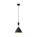 black cone LED pendant lights with gold accent