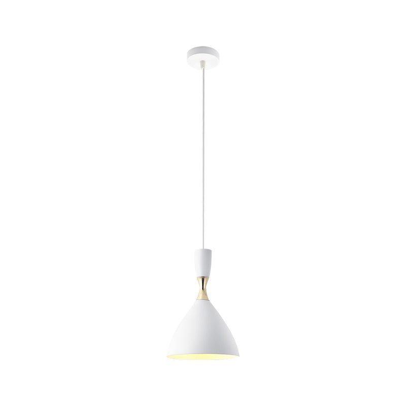 White Cone Pendant Light with Gold Accent 