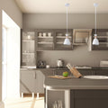 Mounted White Cone LED Pendant Lights with Wood Accent in the kitchen