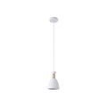 White Cone LED Pendant Light with Wood Accent