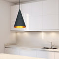 Mounted Black Cone Pendant Light with Gold Lining
