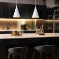 mounted White Cone Pendant Light with Gold Lining