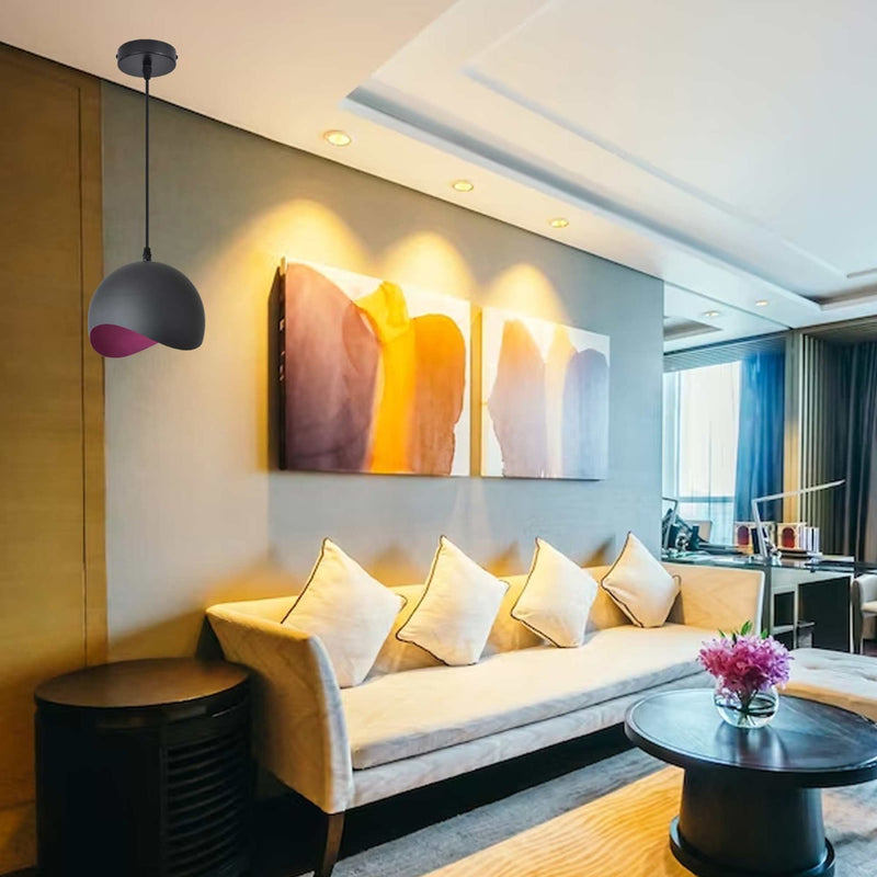 Installed Black Half Sphere LED Pendant Light