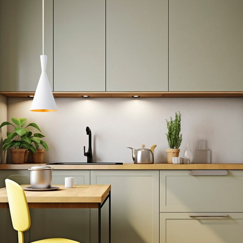 Mounted Cone Ceiling Pendant with a White Finish
