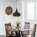 mounted Black LED Pendant with Hexagon Pattern