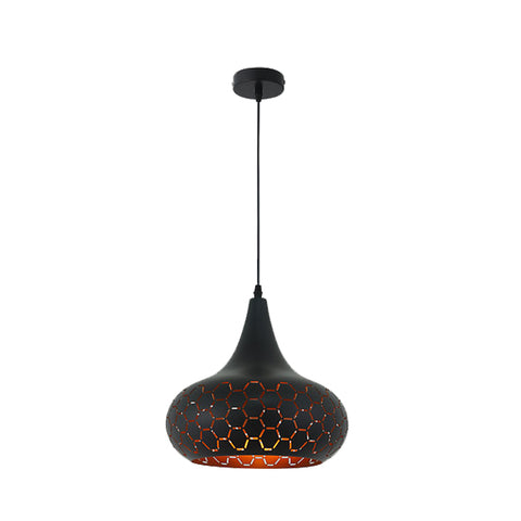 Black LED Pendant with Hexagon Pattern