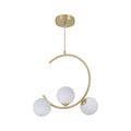 Crescent Shaped Pendant Light with Three Glass Spheres 