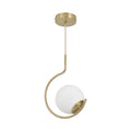 Hook Shaped Pendant Light with a Glass Globe
