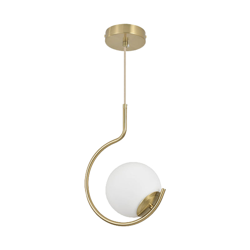 Hook Shaped Pendant Light with a Glass Globe