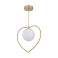Heart Shaped Pendant Light with a Glass Sphere
