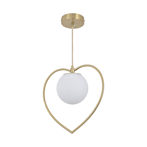 Heart Shaped Pendant Light with a Glass Sphere