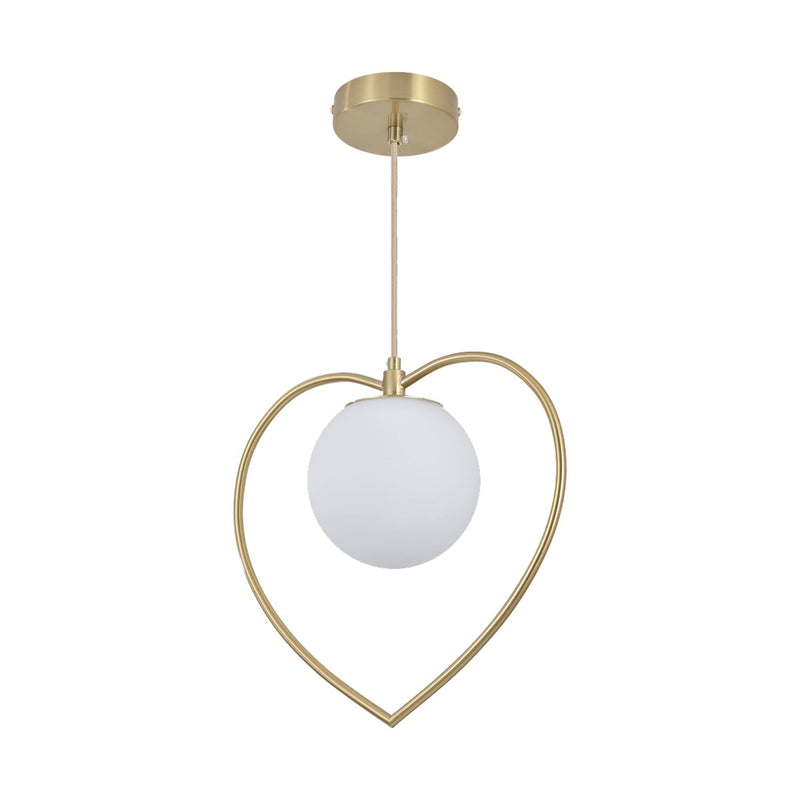 Heart Shaped Pendant Light with a Glass Sphere