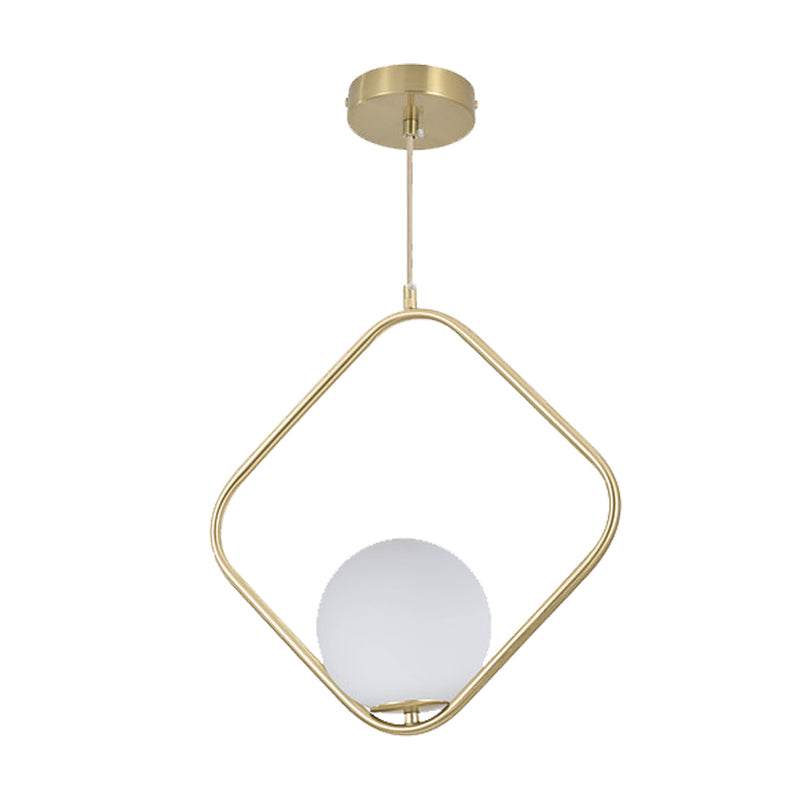 Diamond Shaped Pendant Light with a Glass Globe