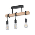 Ceiling Pendant with Exposed Bulbs Wrapped Around a Wood Plank 