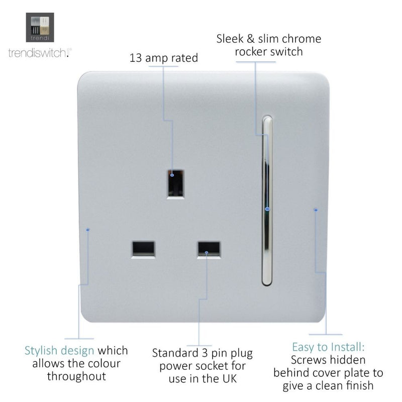 Silver switch socket with details